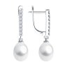 Серьги из серебра с жемчугом и фианитами (Арт.92022971)