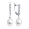 Серьги из серебра с жемчугом и фианитами (Арт.92022971)