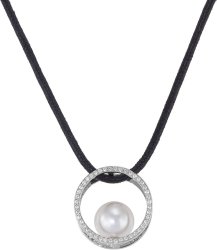 Кулон из серебра с жемчугом и кристаллом swarovski (Арт.ahp-1-10-1-s)