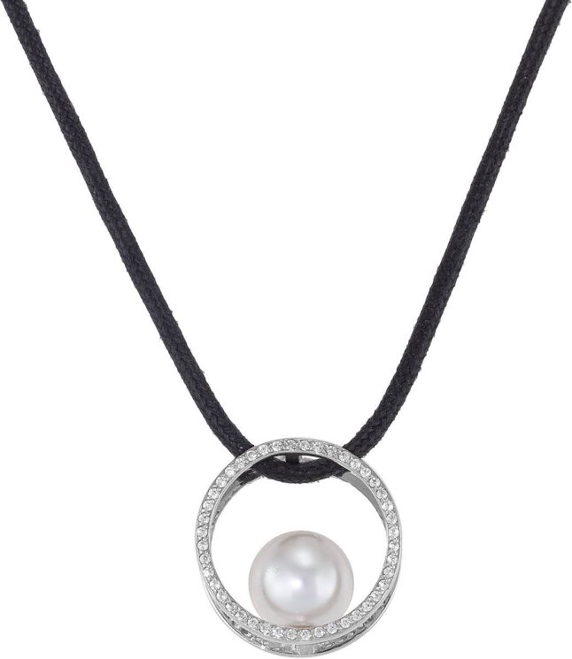 Кулон из серебра с жемчугом и кристаллом swarovski (Арт.ahp-1-10-1-s)