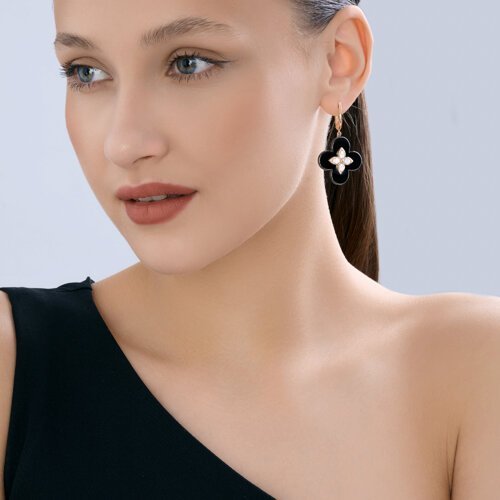 Серьги из золота с бриллиантами и керамическими вставками (Арт.6025154)