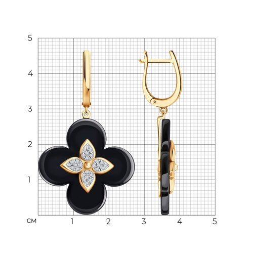 Серьги из золота с бриллиантами и керамическими вставками (Арт.6025154)