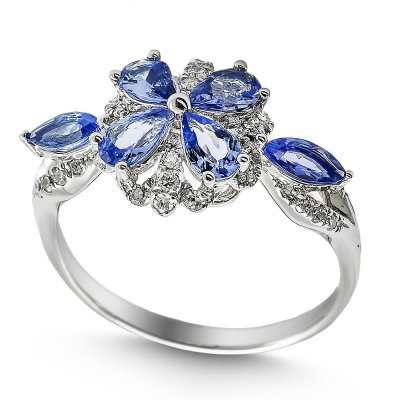 Кольцо с бриллиантами и танзанитами «Небесный цветок» La Nordica (арт.8050)