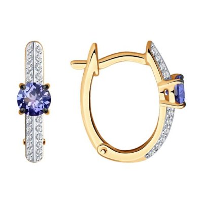 Серьги из золота с бриллиантами и танзанитами «Вечерний Танец» Соколов (арт.6024264)