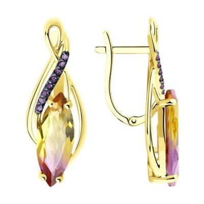 Серьги золотые пробы 585 с ситаллом (Арт.53-320-00761-2)