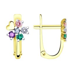 Серьги из желтого золота с фианитами (Арт.029315-2)