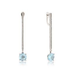 Серьги из золота с бриллиантом и топазом Русские Самоцветы (Арт.95795)