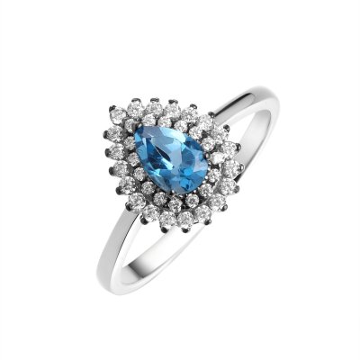 Кольцо из серебра с топазом и фианитом (Арт.cz-r00692-x-wb-lb-x-w)