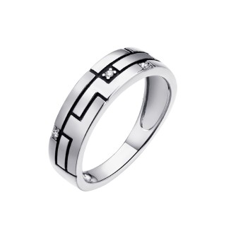 Кольцо серебряное с фианитами «Matrix Code» Fresh Jewelry (арт.CZ-R01668-X-WB-X-X-W)