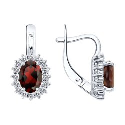 Серьги из серебра с гранатами и фианитами (Арт.92023181) Серьги из серебра с гранатами и фианитами (Арт.92023181)