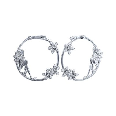 Серьги из белого золота с бриллиантом и топазом (Арт.aae_4321_bt_wg)