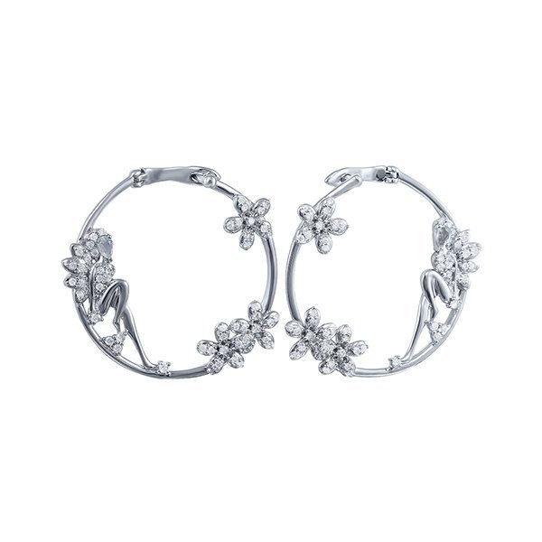 Серьги из белого золота с бриллиантом и топазом (Арт.aae_4321_bt_wg)