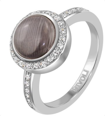 Кольцо из серебра с кошачим глазом и куб. цирконием (Арт.fgr-3-8-h-24-s)