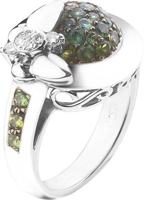 Кольцо из белого золота с бриллиантом и сапфиром (Арт.rg_5059_b08)