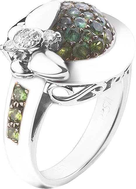 Кольцо из белого золота с бриллиантом и сапфиром (Арт.rg_5059_b08)