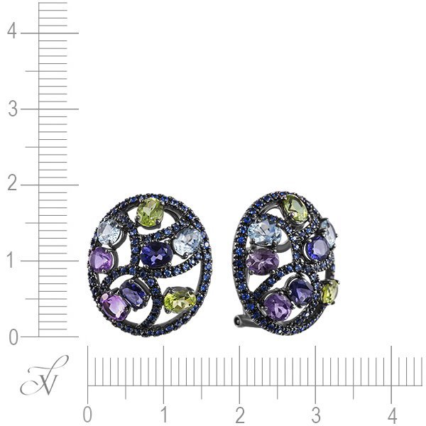 Серьги из золота с аквамарином и аметистом (Арт.e02887_sr_sa_am_aq_il_pd_blk)