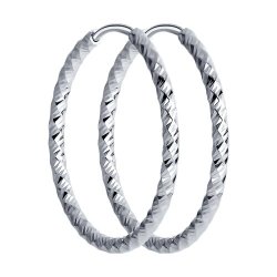Серьги конго из серебра с алмазной гранью (Арт.94140029)