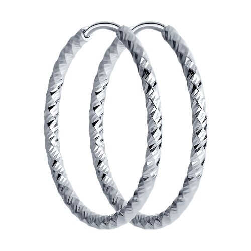 Серьги конго из серебра с алмазной гранью (Арт.94140029)